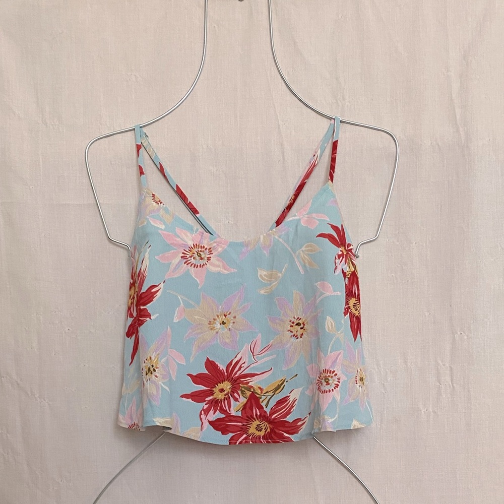 Reformation floral print wrap around crop top